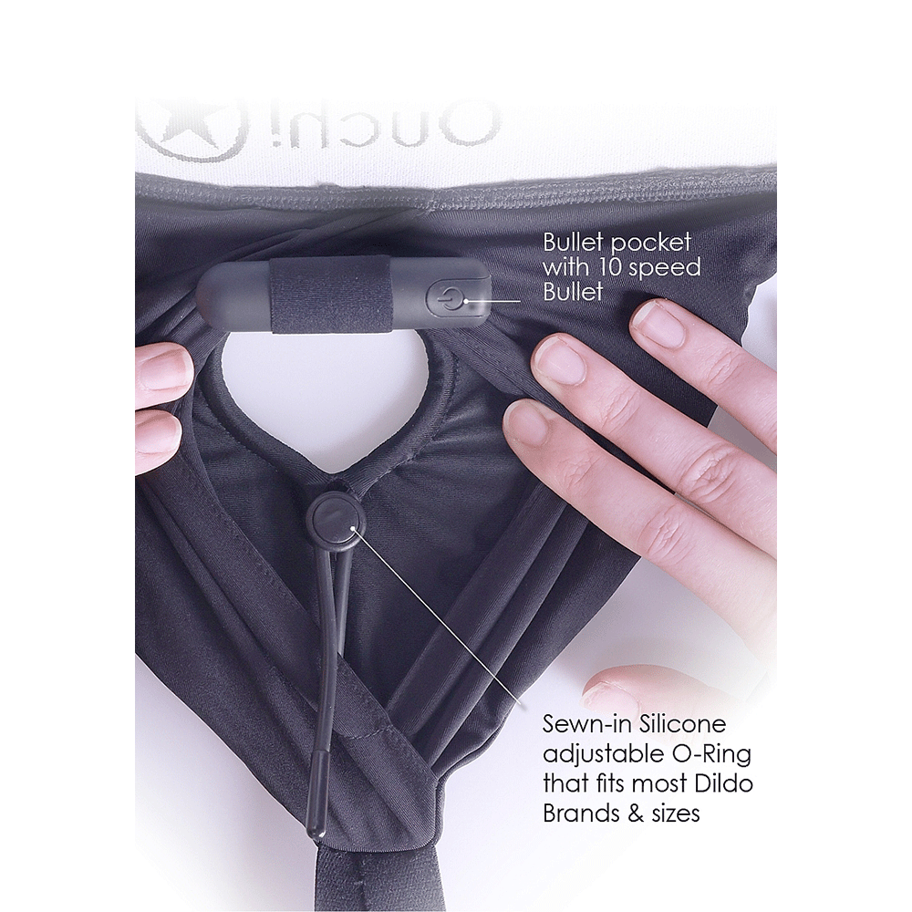 Ouch! Vibrating Strap - on Panty Harness with Open Back - Lustly