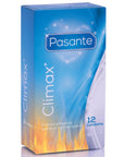 Pasante Climax 12-pack Stimulerande Kondomer mot vit bakgrund. Köp på lustly.se