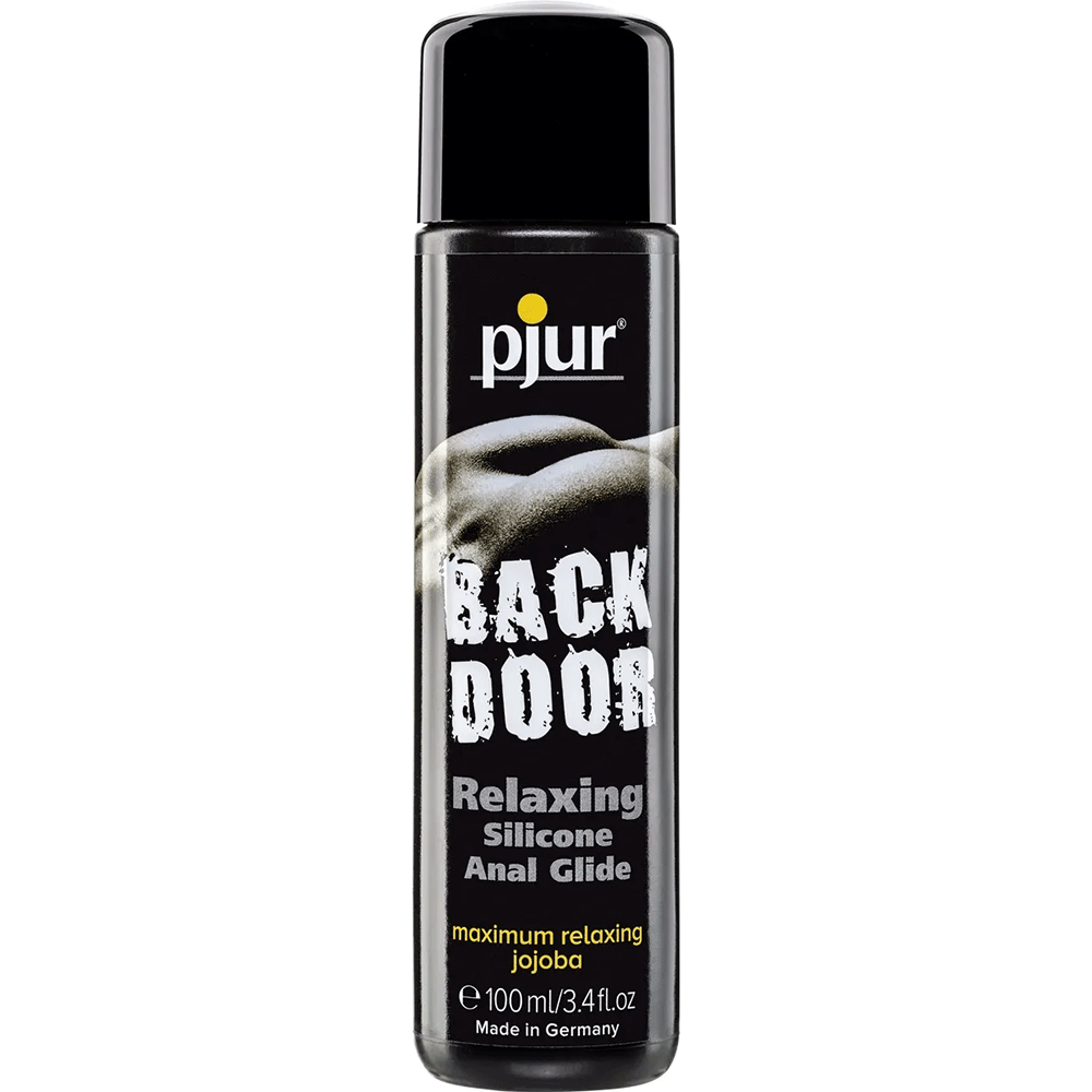 Pjur Back Door Anal Glide Silicone 100ml glidmedel ståendes mot vit bakgrund.