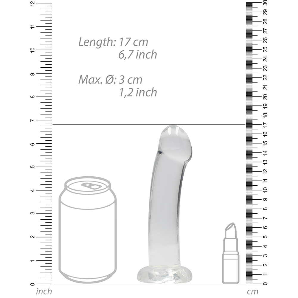 Real Rock G-punktsdildo Transparent dimensioner mot vit bakgrund.