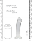 Real Rock G-punktsdildo Transparent dimensioner mot vit bakgrund.