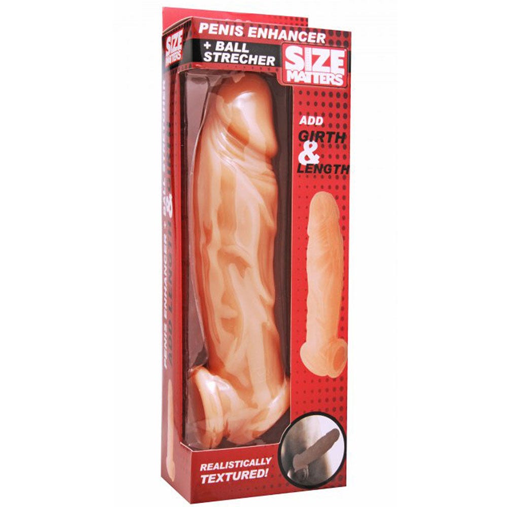Realistic Flesh Penis Enhancer &amp; Ball Stretcher Beige - Lustly