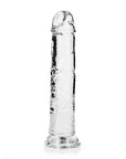 Framsida av RealRock Dildo with Suction Cup Clear 20cm mot vit bakgrund.