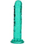 RealRock Dildo with Suction Cup Green 14,5cm grön genomskinlig dildo mot vit bakgrund.