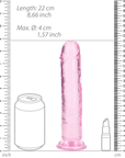 Storleksguide till RealRock Dildo with Suction Cup Pink 20cm. Animerad läskburk för att jämföra storleken.