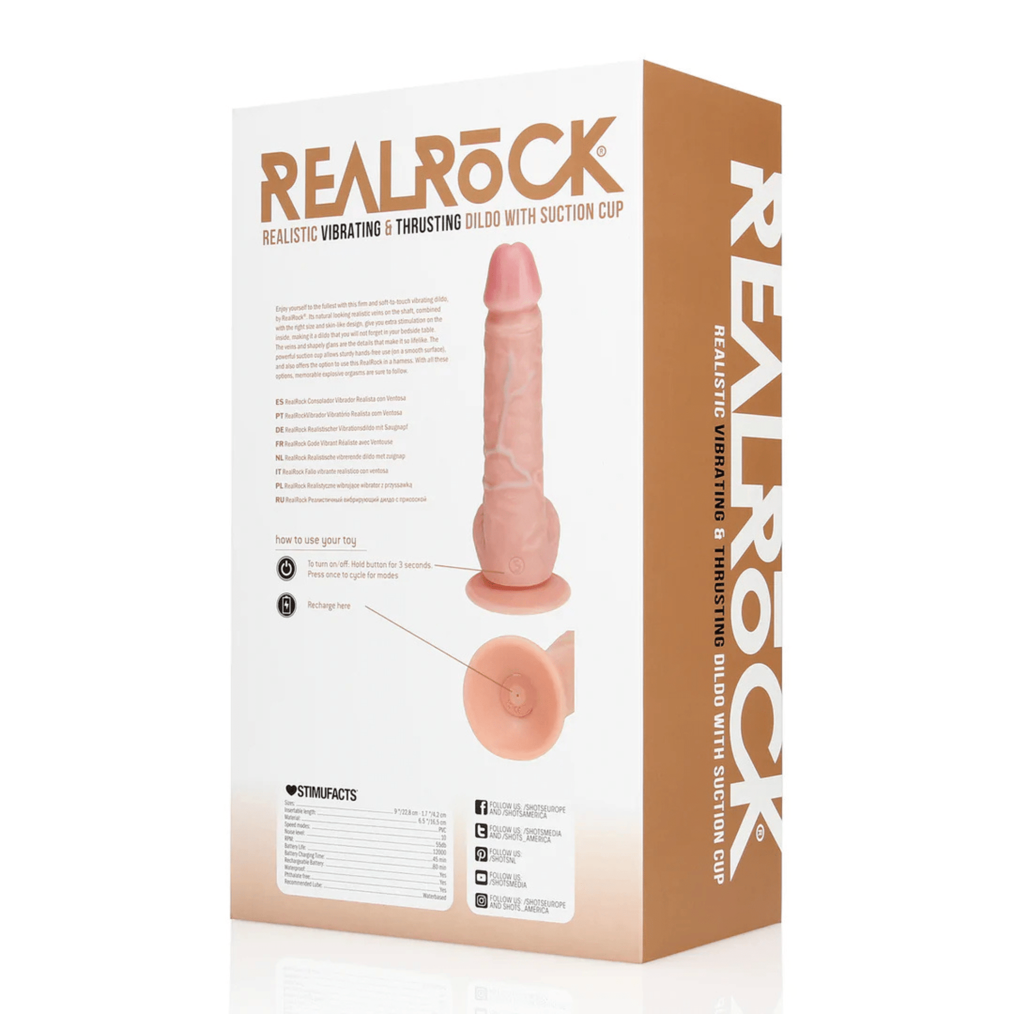 RealRock Vibrerande och Stötande Dildo 20,5cm Flesh - Lustly