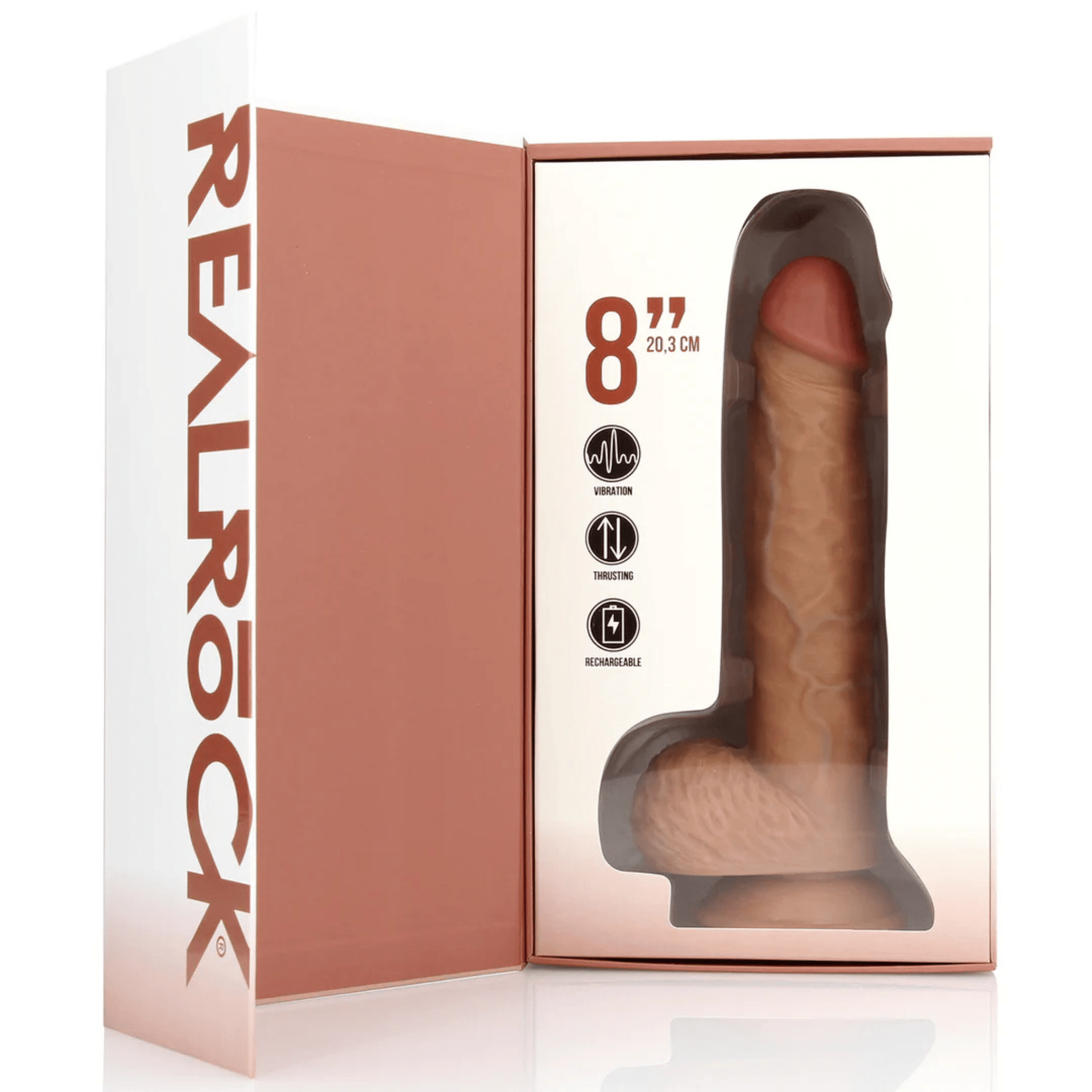 RealRock Vibrerande och Stötande Dildo 20,5cm Tan - Lustly