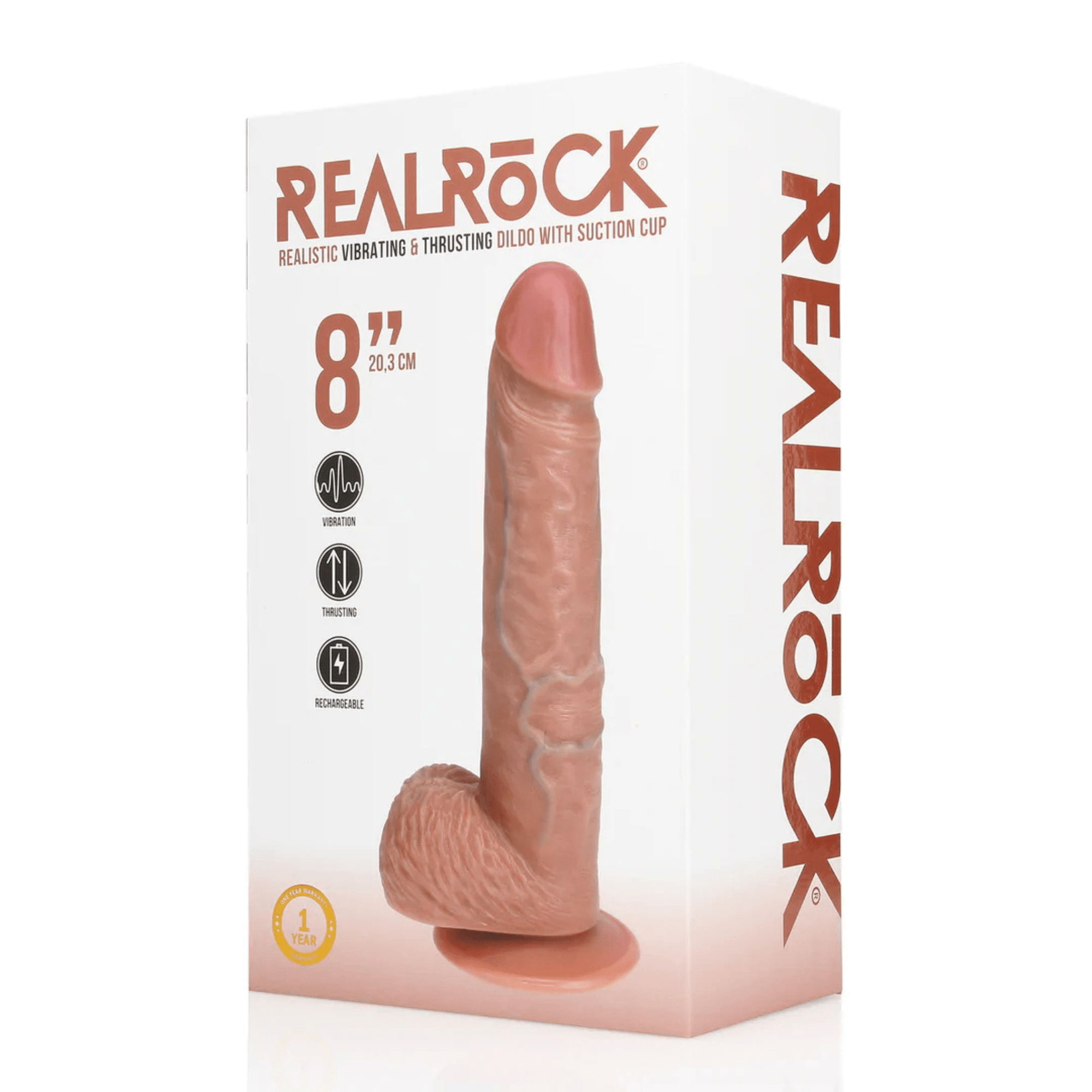 RealRock Vibrerande och Stötande Dildo 20,5cm Tan - Lustly