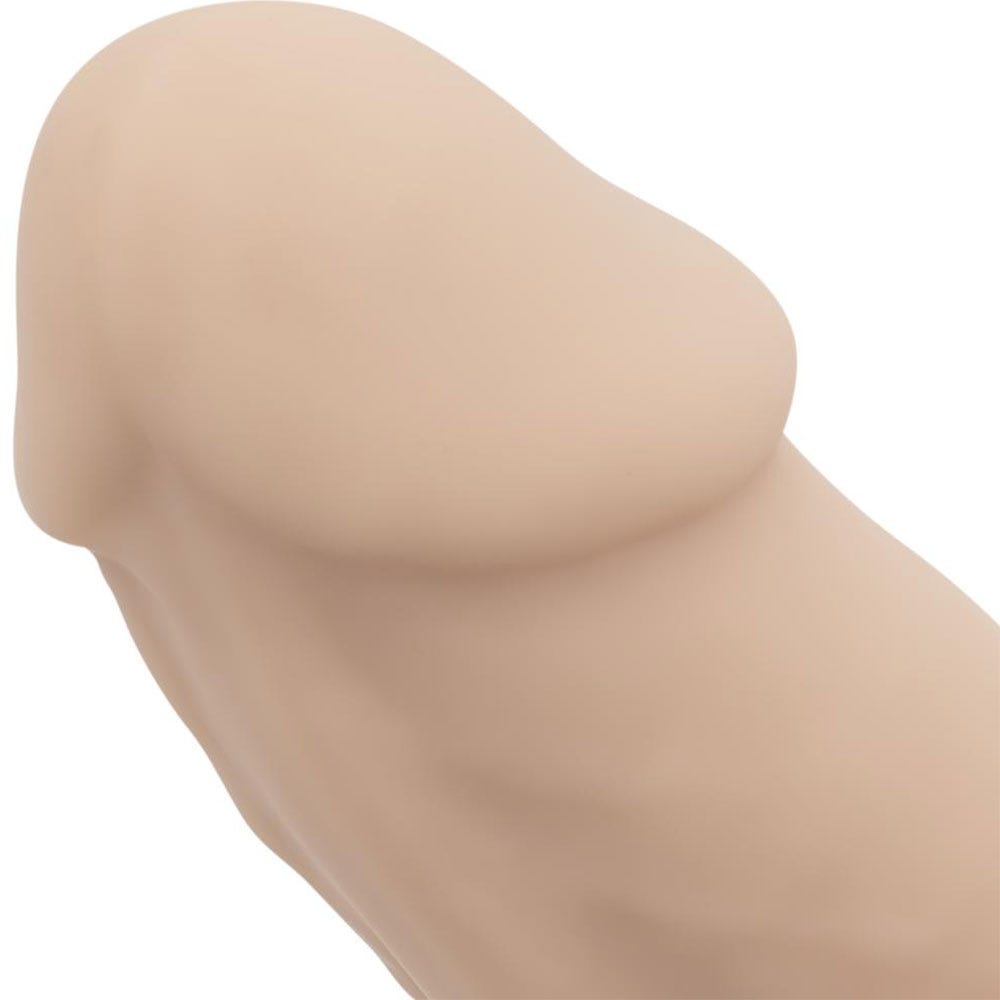 RF Deluxe Parker Realistic Dildo närbild på ollonet mot vit bakgrund.