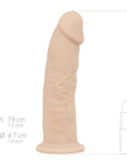 RF Deluxe Parker Realistic Dildo dimensioner mot vit bakgrund.