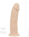 RF Deluxe Realistic Dildo Xavier dimensioner mot vit bakgrund.