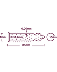 RFSU Sensual 30-pack Stimulerande Kondomer illustration på kondomens dimensioner mot vit bakgrund.