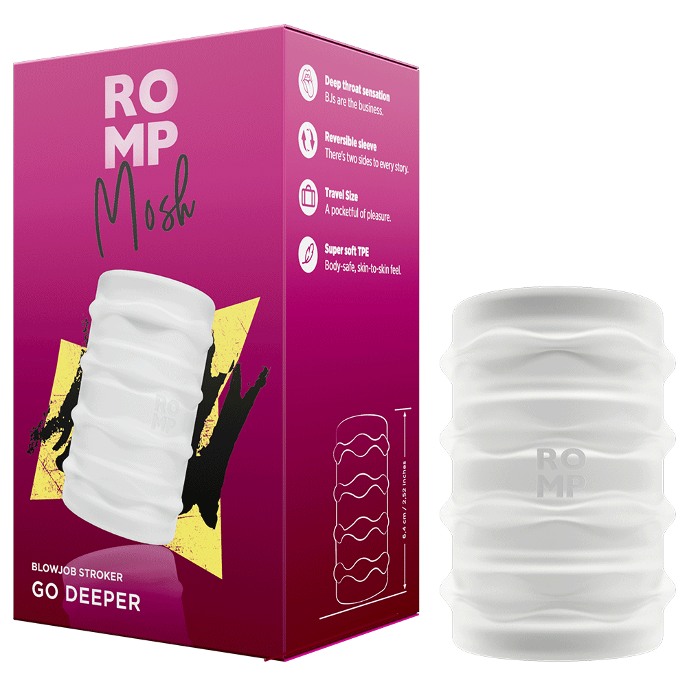 ROMP Mosh - Penissleeve med förpackning mot vit bakgrund