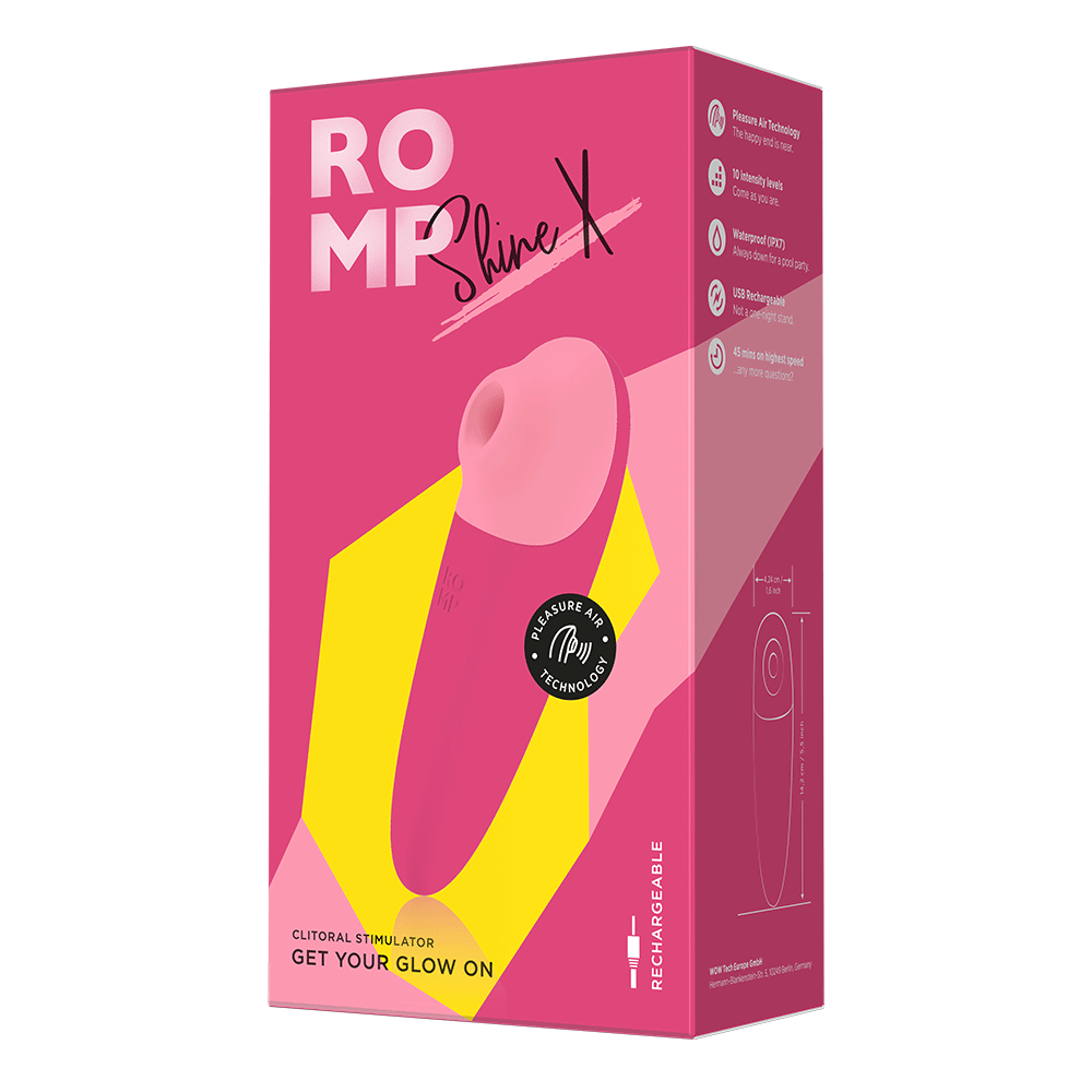 Romp Shine X produktförpackning mot vit bakgrund.