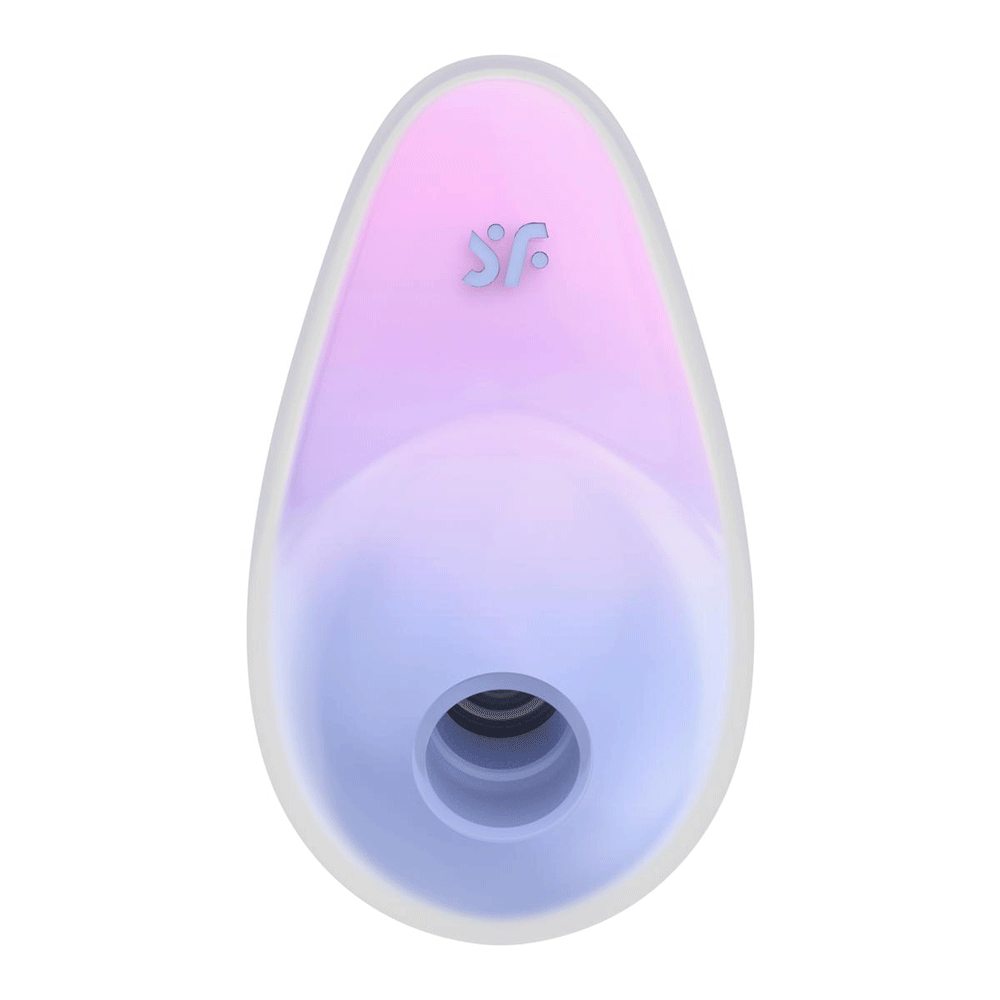 Framsida av Satisfyer Pixie Dust Violet Pink mot vit bakgrund. Lustly.se