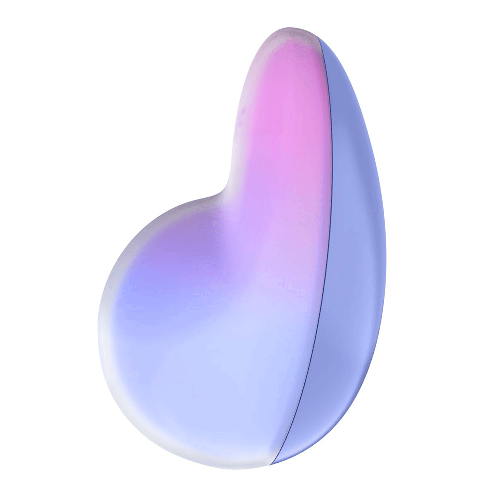 Vänster sida av Satisfyer Pixie Dust Violet Pink mot vit bakgrund.