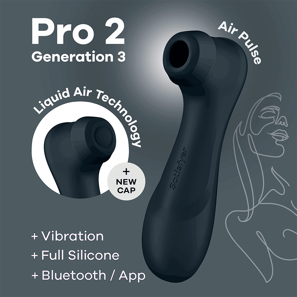 Satisfyer Pro 2 Generation 3 Connect App Black grå bakgrund