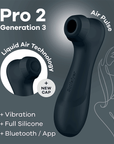 Satisfyer Pro 2 Generation 3 Connect App Black grå bakgrund