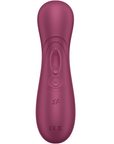 knappar på Satisfyer Pro 2 Generation 3 Connect App Red Wine lufttrycksvibrator mot vit bakgrund