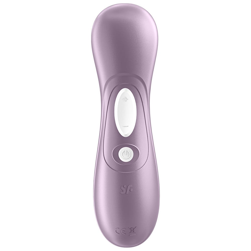 Satisfyer Pro 2 Violet Lufttrycksvibrator har knappar på baksidan