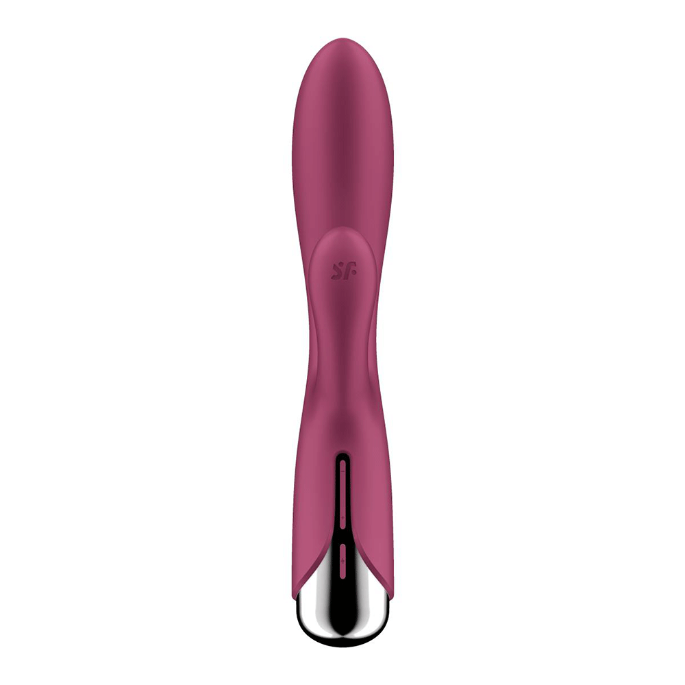 Framsida av Satisfyer Spinning Rabbit 1 Röd mot vit bakgrund.