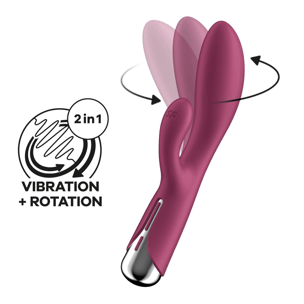 Satisfyer Spinning Rabbit 1 Röd 2 in 1 mot vit bakgrund.