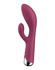 Vänster sida av Satisfyer Spinning Rabbit 1 Röd mot vit bakgrund. Köp rabbitvibrator på Lustly.se