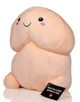 Sidvinkel av Short Penis Plushie 50cm mot vit bakgrund.