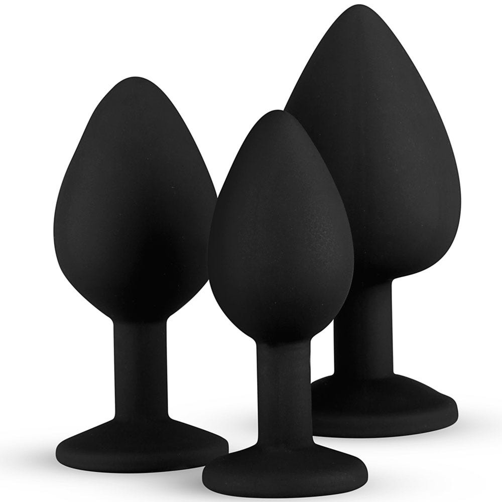 Silicone Buttplug Set Diamond ståendes mot vit bakgrund.