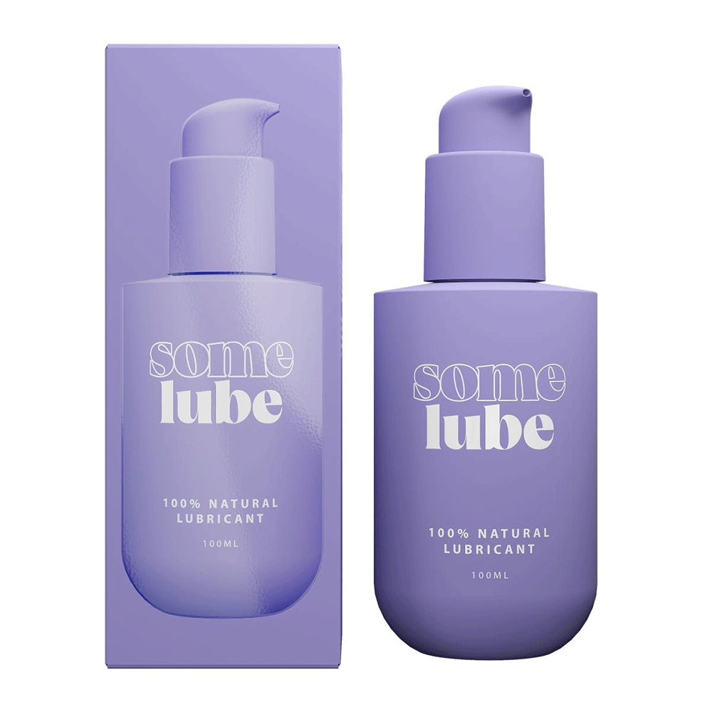 SOME LUBE Natural Ekologiskt Glidmedel 100ml och förpackning mot vit bakgrund.