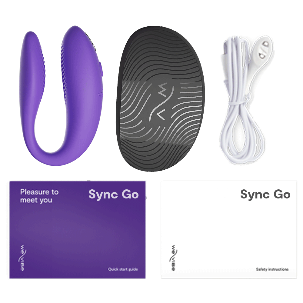 Sync Go Light Purple och produkttillbehör mot vit bakgrund.