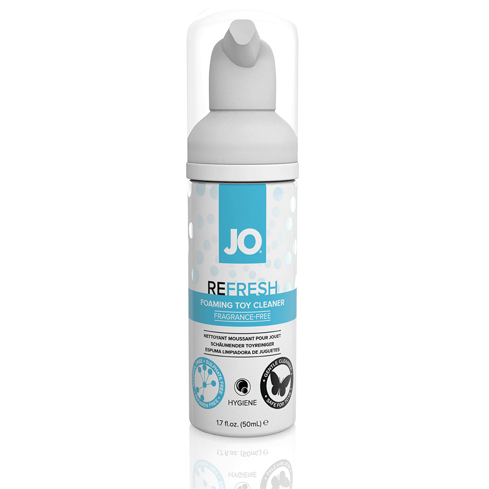 System JO Refresh Foaming Toy Cleaner 50 ml ståendes mot vit bakgrund.