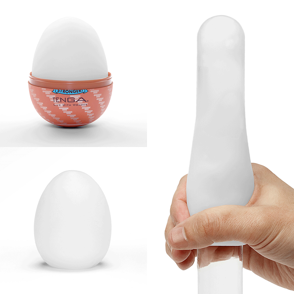 Tenga Egg Spiral mot vit bakgrund. Öppen förpackning. Köp runkägg och sexleksaker för män på Lustly.se