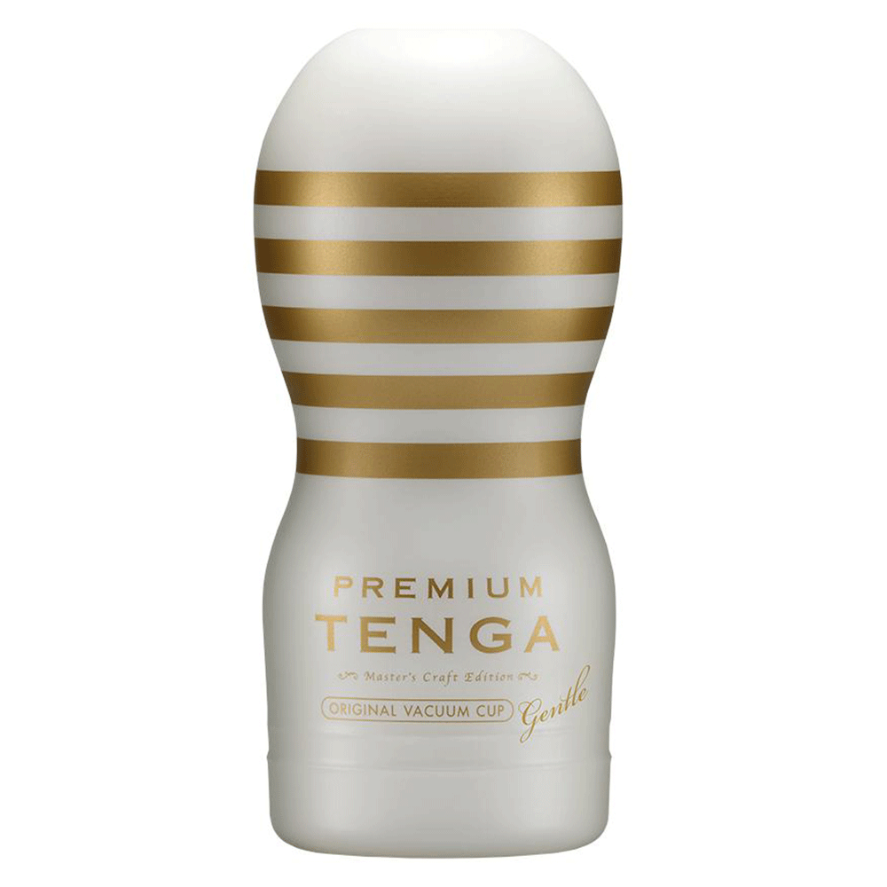 Tenga Premium Original Vacuum Cup Gentle mot vit bakgrund. Lustly.se