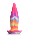 Unicorn Tongue Glow in the Dark Silicone Dildo framsida ståendes mot vit bakgrund.