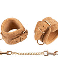 Vegan Handcuffs Beige i korkliknanden material med gudliga kedjor