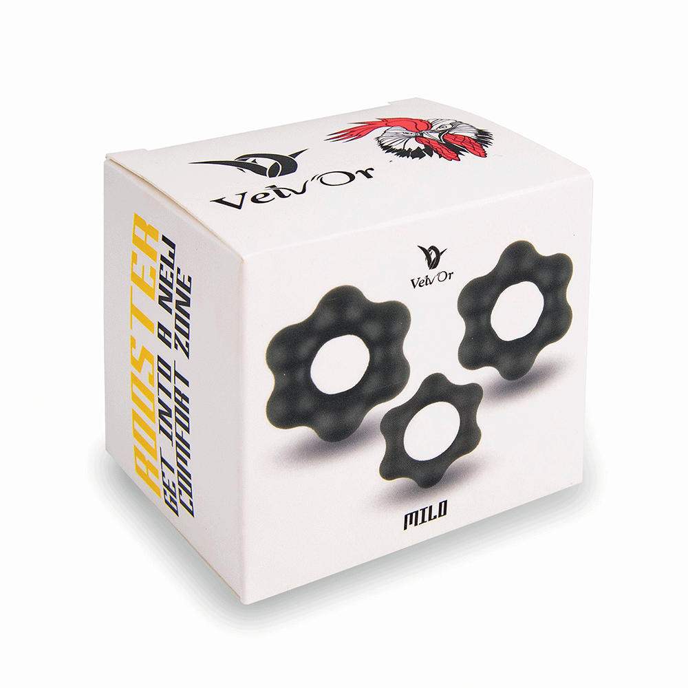 VelvOr Rooster Milo Cock Ring Set Svart - Lustly
