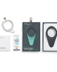 We-Vibe Verge Vibrerande Penisring och tillbehör mot vit bakgrund.