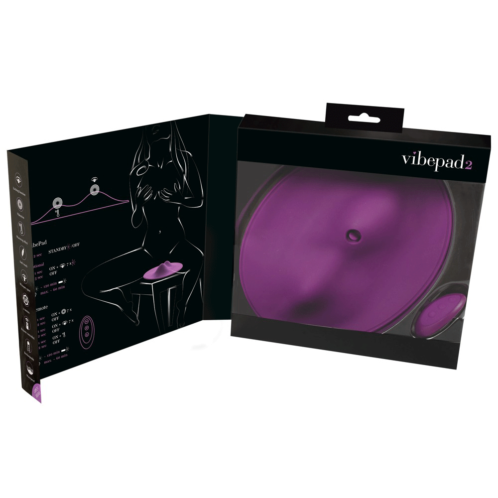 Vibepad 2 öppen produktförpackning ståendes mot vit bakgrund.