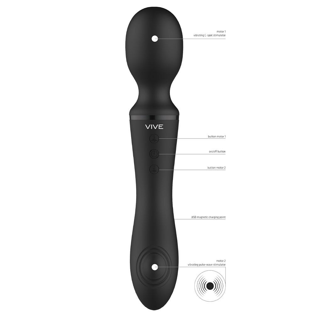 Vive Enora Wand &amp; Vibrator Black - Lustly