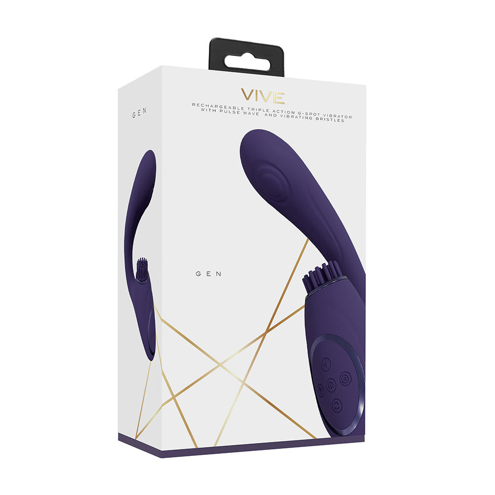 VIVE Gen Rabbitvibrator med Borste Lila förpackning mot vit bakgrund.