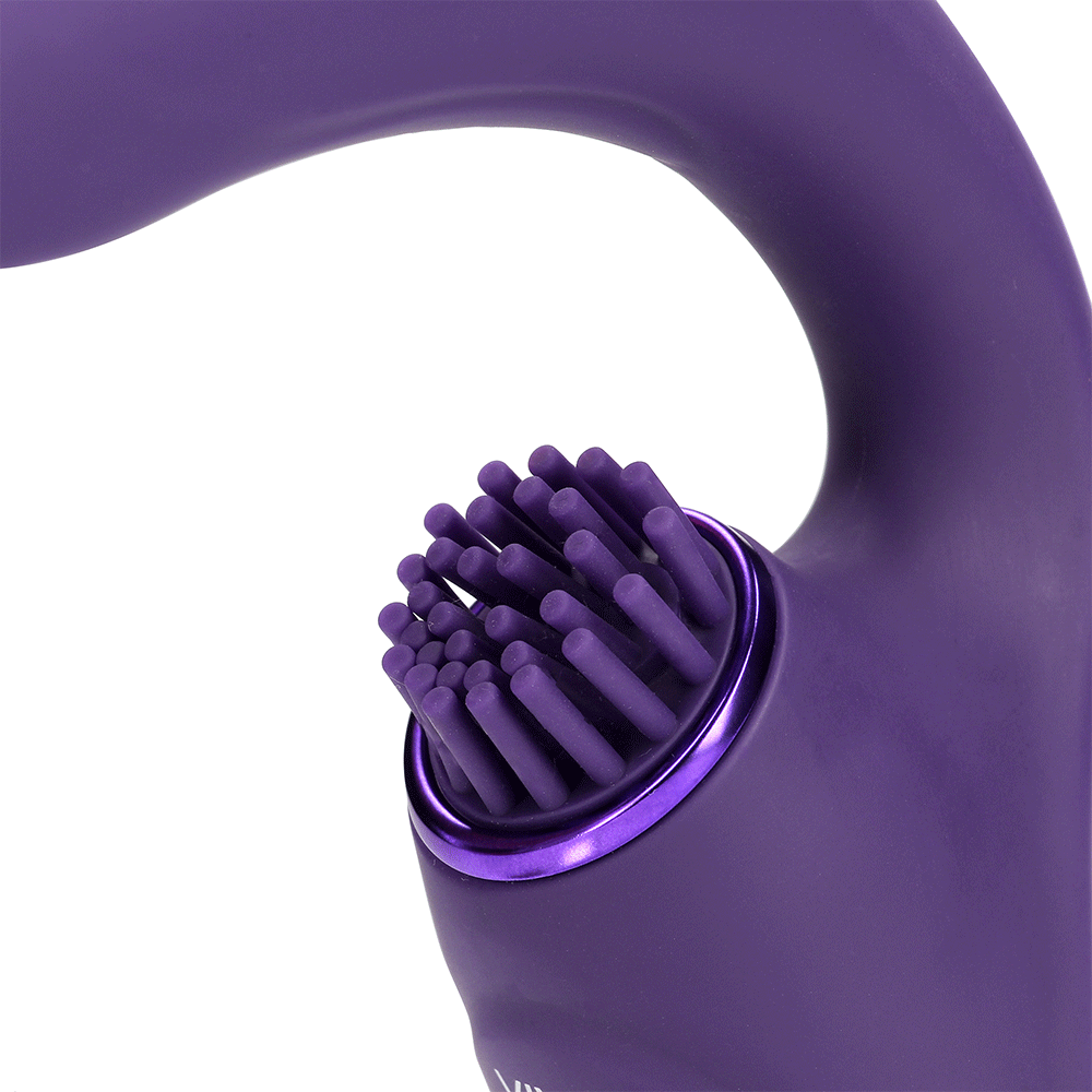 Närbild på VIVE Gen Rabbitvibrator med Borste Lila borste mot vit bakgrund.