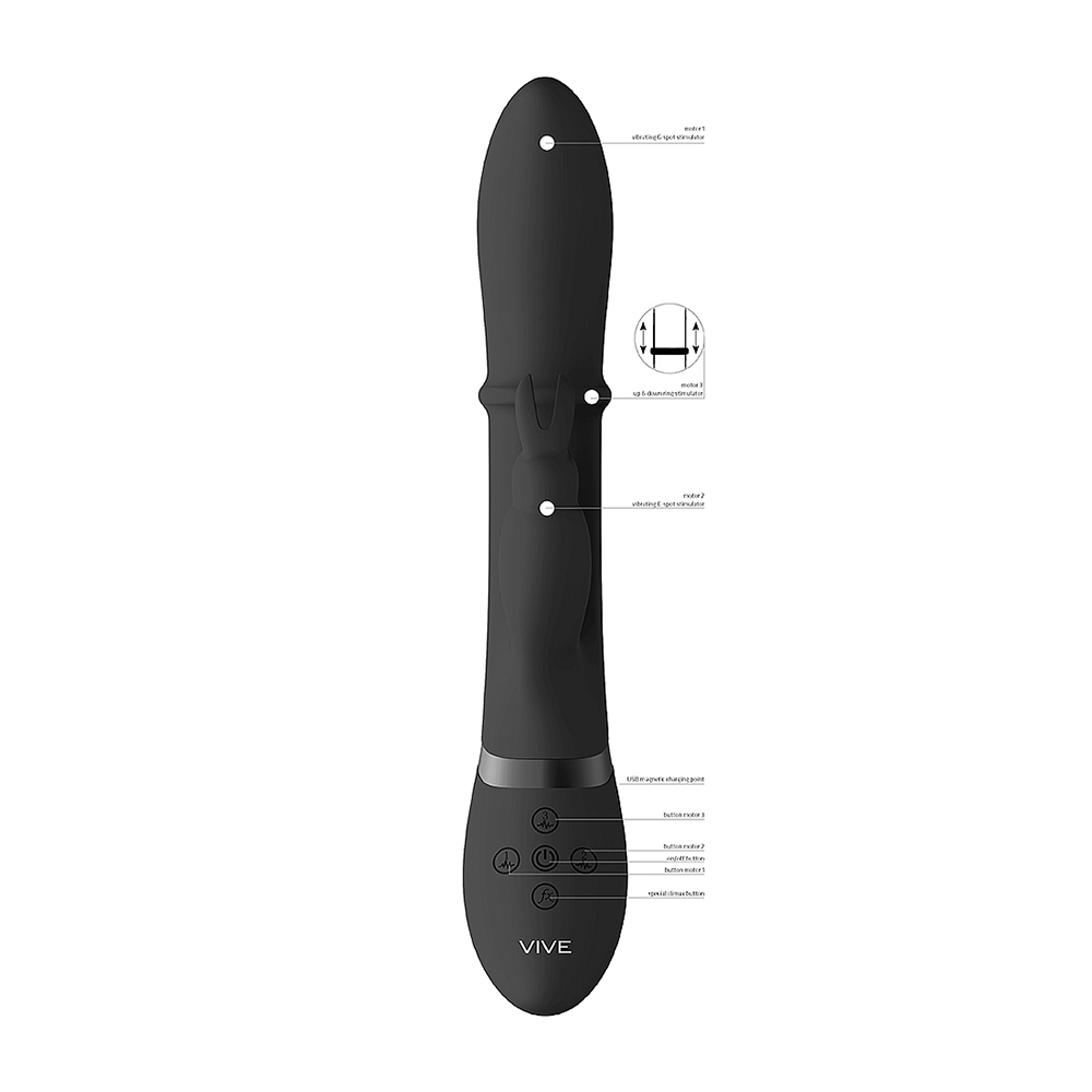 VIVE Halo Ring Rabbit Vibrator Black - Lustly