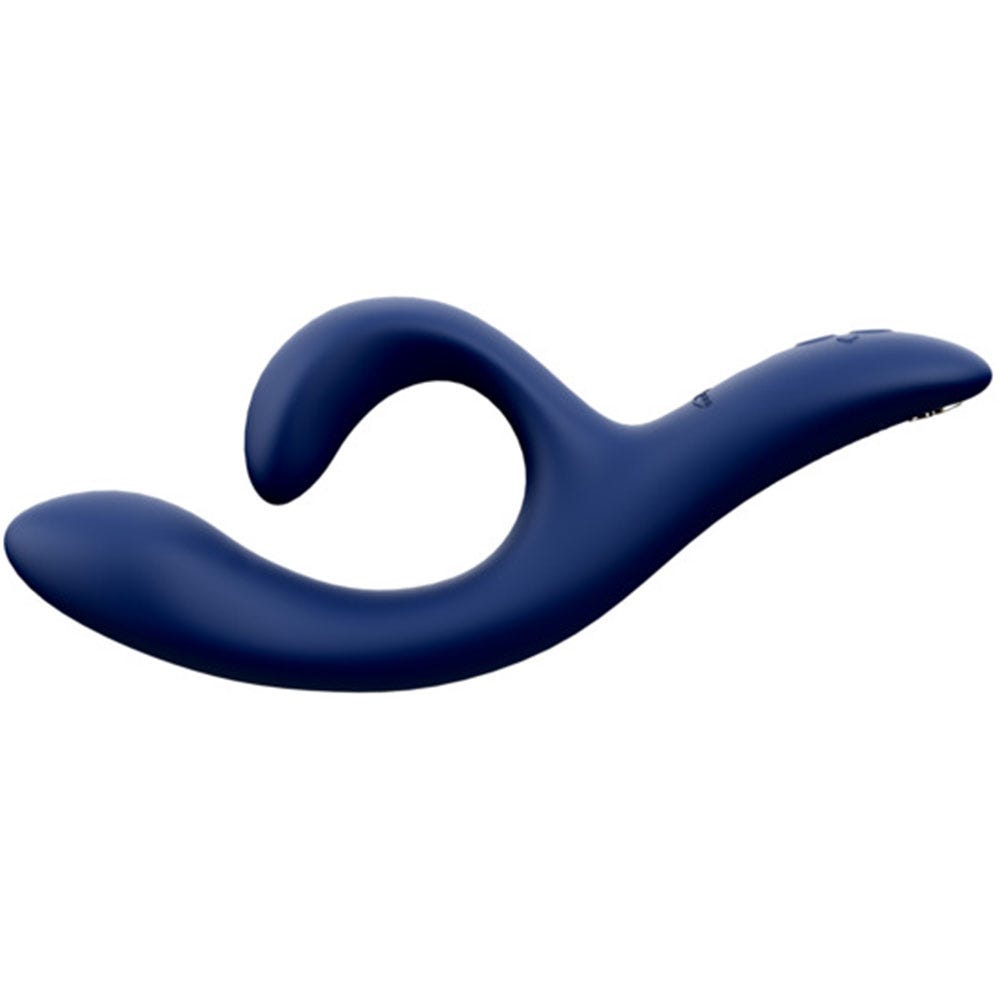 We-Vibe Nova 2 Rabbitvibrator Midnight Blue liggandes mot vit bakgrund.