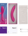 We-vibe Rave 2 Fuchsia och produkttillbehör mot vit bakgrund.