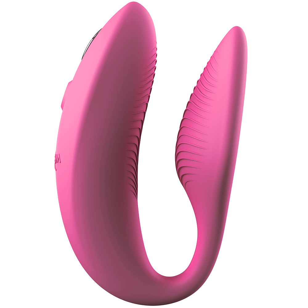 We-vibe Sync 2 Pink från sidan med räfflad insida. Rosa färg på produkten men vit bakgrund.