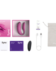 We-vibe Sync 2 Pink och alla tillbehör. USB-kabel som laddsladd och förvaringspåse.