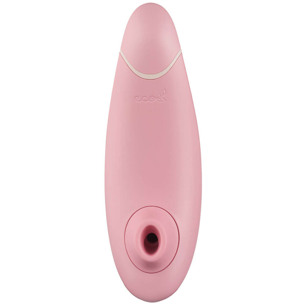 Womanizer Premium Eco Rose klimatsmart sexleksak med rosa färg och munstycke