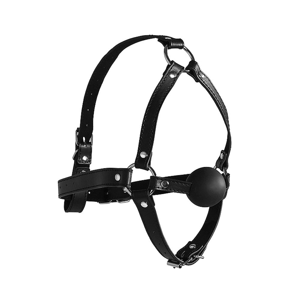 XTREME Head Harness with Solid Ball Gag mot vit bakgrund.