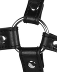 Närbild på XTREME Head Harness with Solid Ball Gag detalj mot vit bakgrund.